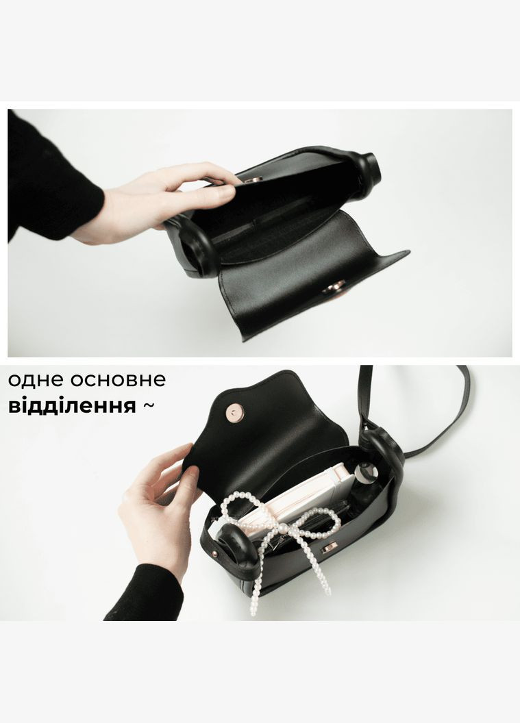 Сумка з екошкіри чорна кокетт вінтажна з червоним серденьком і тканинною пов'язкою кросс боді лоліта мила через плече елегантна No Brand (314808651)