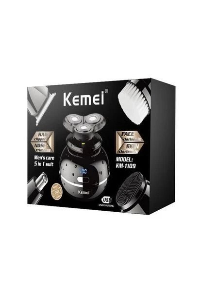 Електробритва KM-1109 5в1 акумуляторна Black (3_01731) Kemei (395881765)