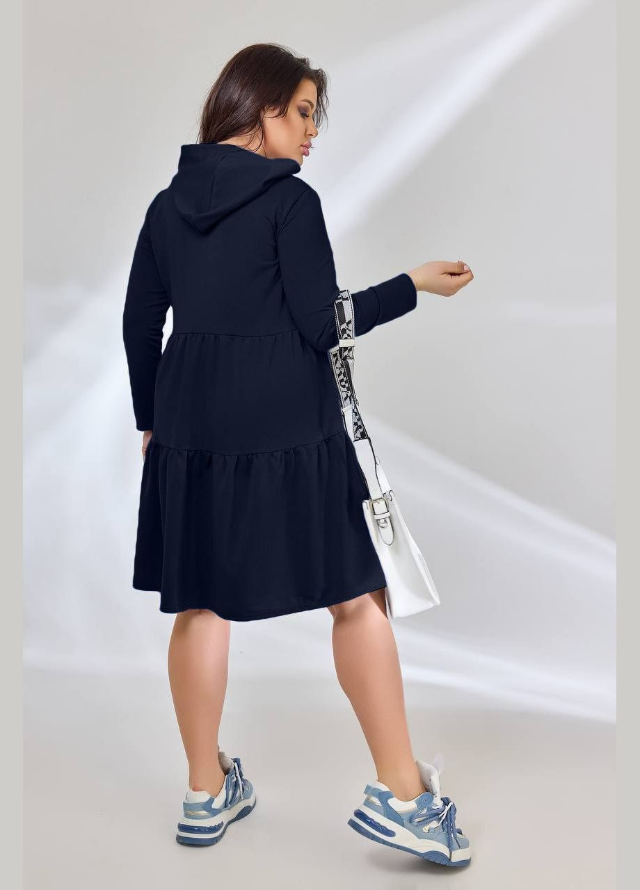Темно-синее платье с капюшоном No Brand