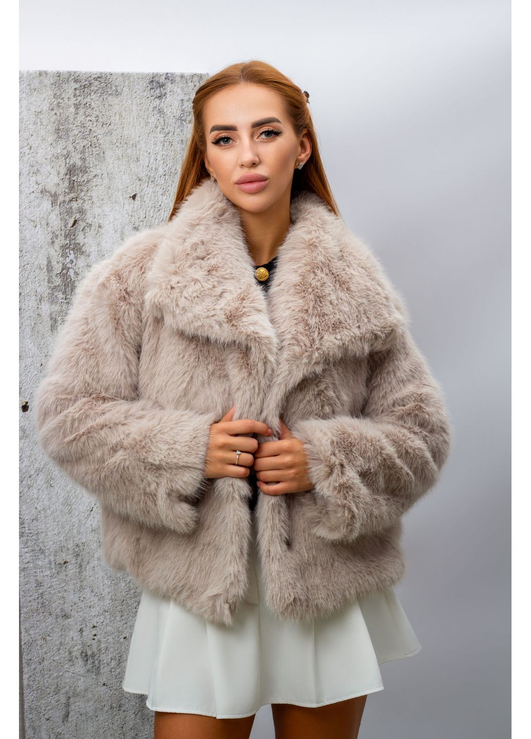 Сіра зимня шуба жіноча y25-9 сіра 346523 Fashion