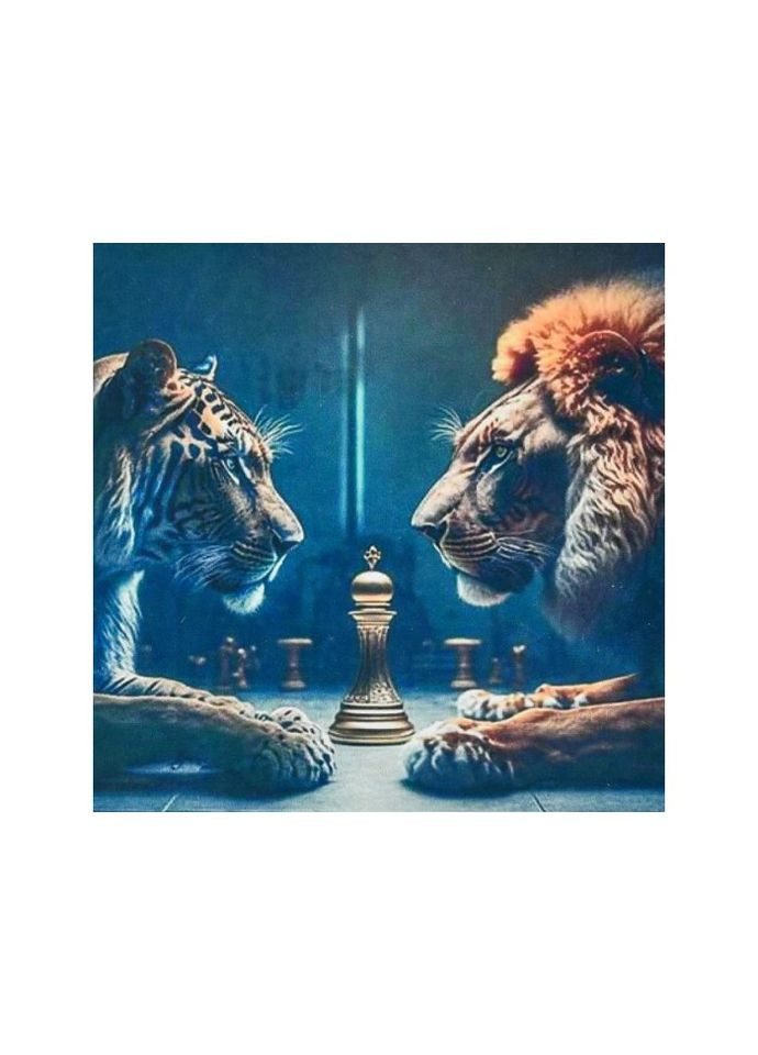 Алмазна мозаїка Тигр з левом, (30х30 см) Strateg (338223876)