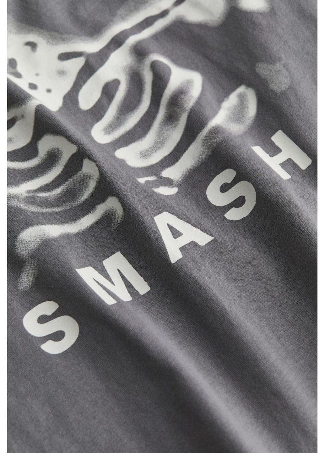 Сіра літня жіноча футболка оверсайз з принтом н&м (56919) xs сіра H&M
