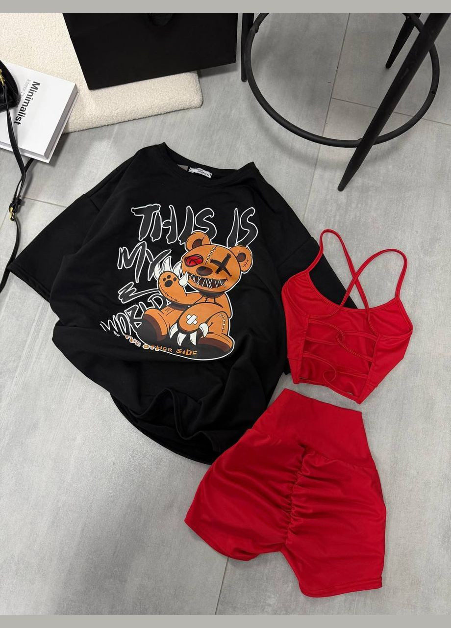 Костюм тройка топ и велосипедки No Brand (327433621)