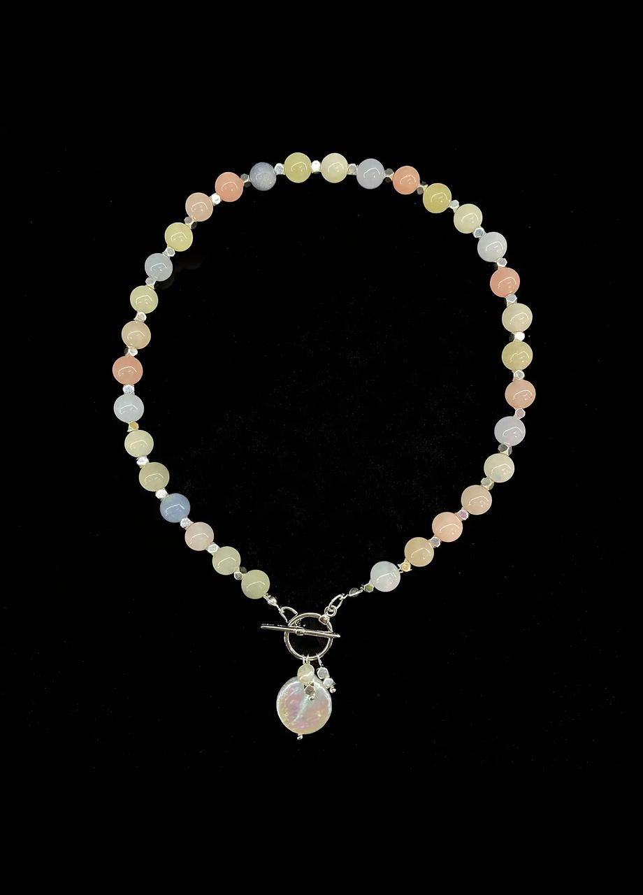 Чокер Морганіт (ім.кварц)+підвіска Барочна Перлина, гіпоалерген.фур-ра колір срібло d-8мм L-39см No Brand кварц, перли (культивовані) латунь срібло (303140353)