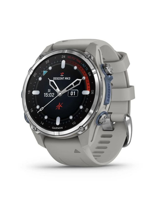 Смарт-часы 43 mm Стеллажный стеклянный флаг Грай Silicone Band (010-02753-04/03 Garmin Descent Mk3 (317171893)