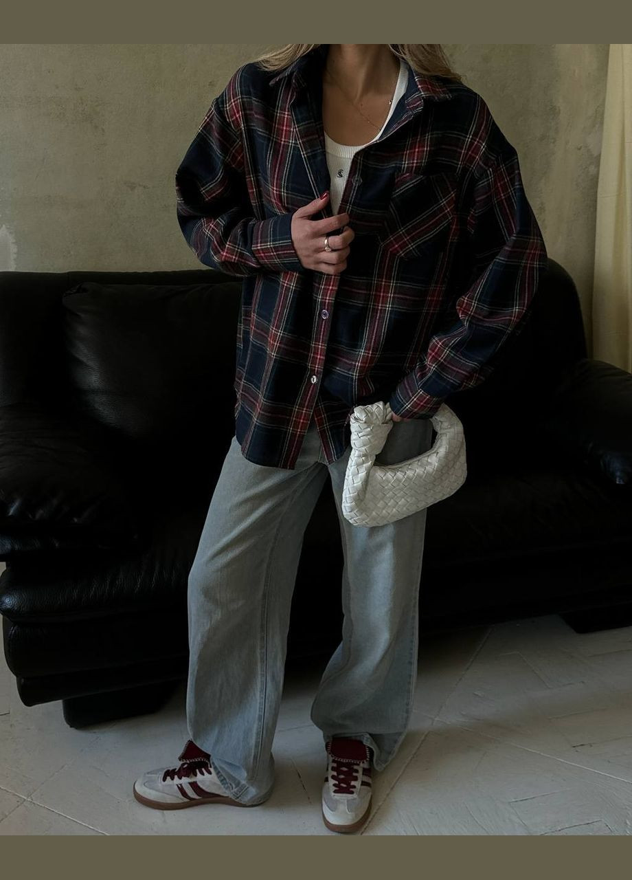 Синяя классическая рубашка в клетку DK/DL Мода без кордонів