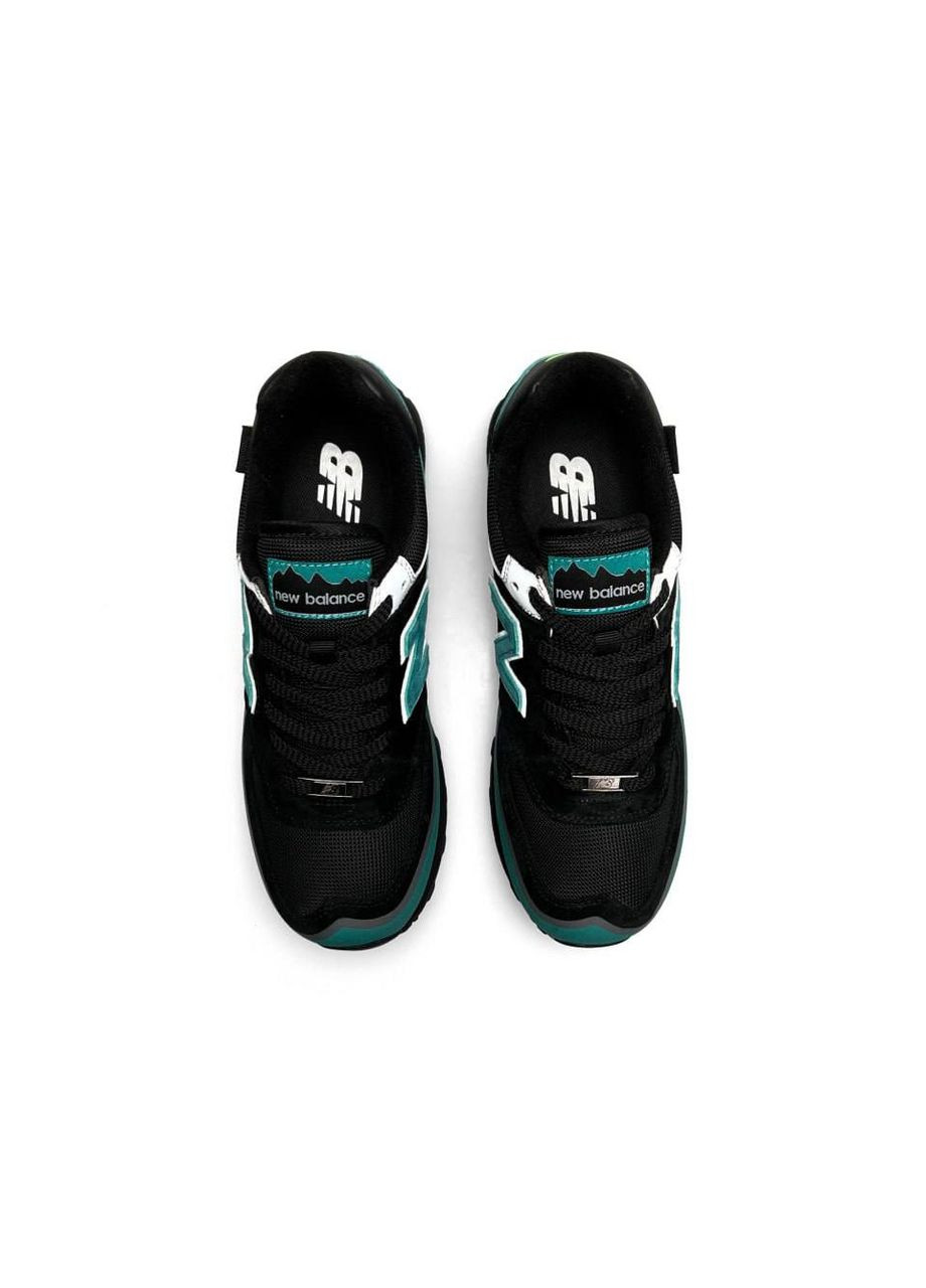 Черные демисезонные кроссовки мужские, вьетнам New Balance 574 TP2 Black Turquoise