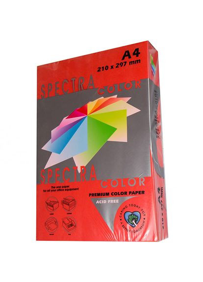 Бумага цветная А4, 160 г/м2 IT 250 Red, красная 25 листов Spectra Color (281999648)