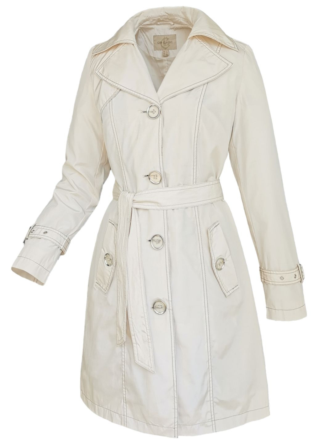 Плащ тренч жіночий весна осінь Сірий City Classic на гудзиках демісезон (301406729)