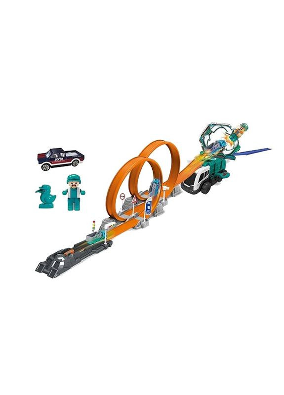 Трек 660 A-100, металопластикова машинка, герой, запускалка, перешкоди, в коробці (6946611557172) No Brand (315321560)