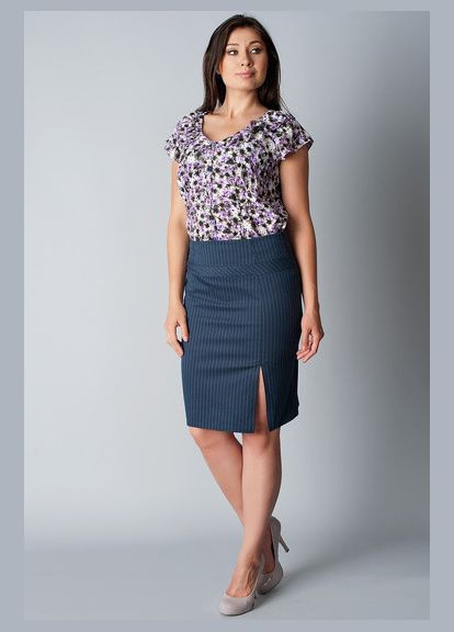 Спідниця жіноча синя в смужку з розрізом спереду Ю57 2 Льва (358068532)