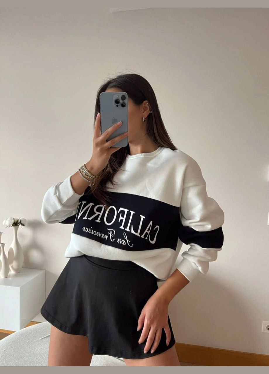 Молочний світшот жіночий напис без декору (302906577)