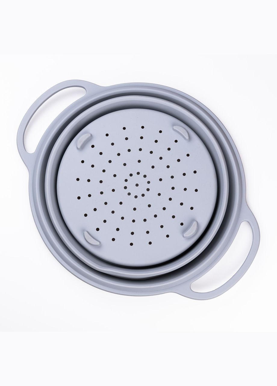 Друшляк 2.6 л силіконовий складаний з ручками 2.6 л Сірий HP34544G TS Kitchen (306849208)