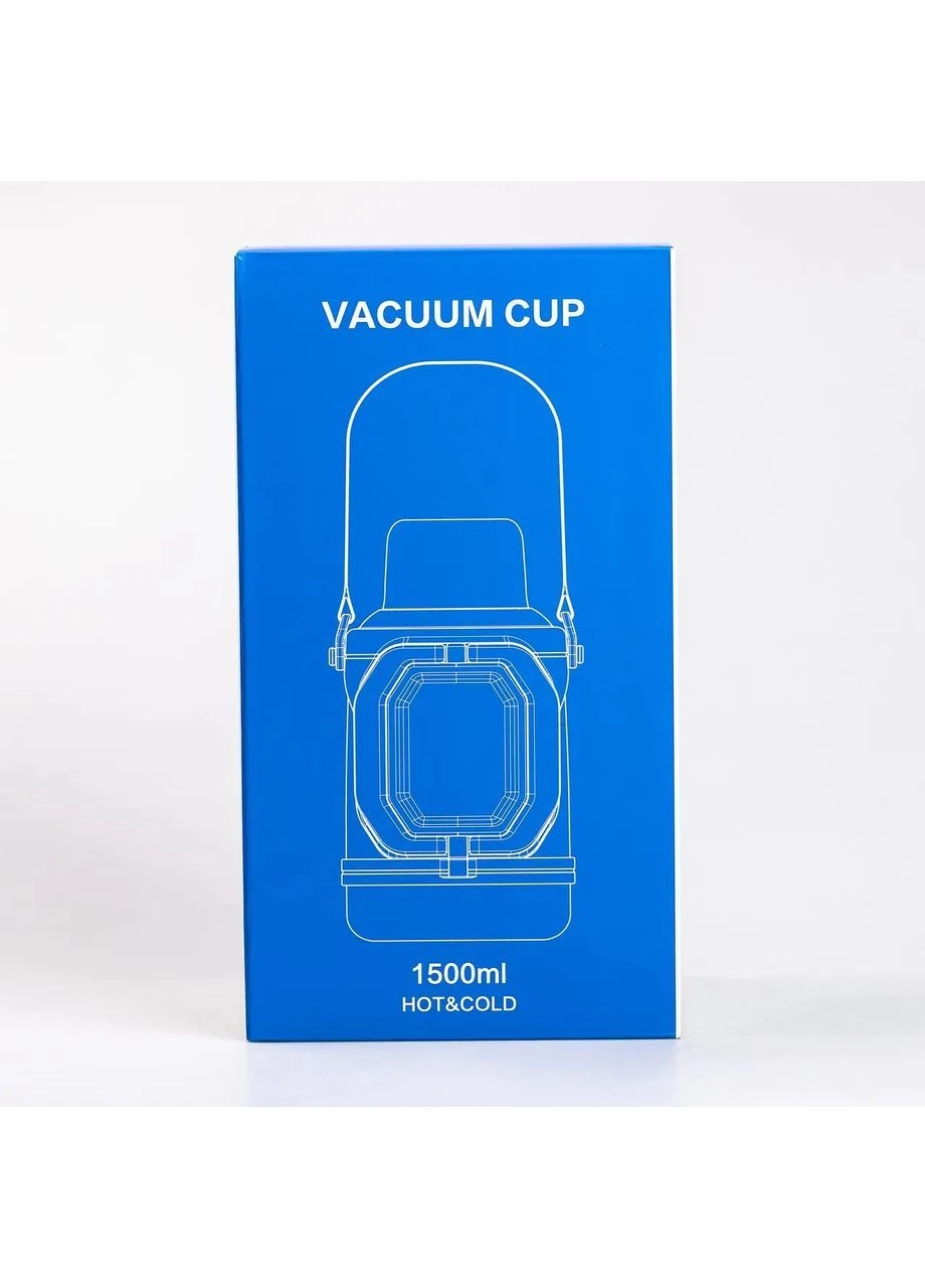 Термос для туризму Vacuum Cup 1.5 л з фліп кришкою та складаними ручками, темно-синій Yiwu (363058922)