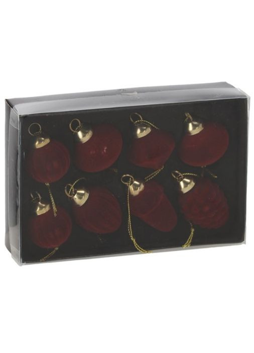 Ялинкові скляні прикраси комплект 8 шт, велюр покриття, бургунді Chomik (367114072)