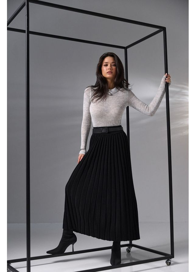 Черная повседневная элегантная длинная женская юбка (2025) Triko Bakh