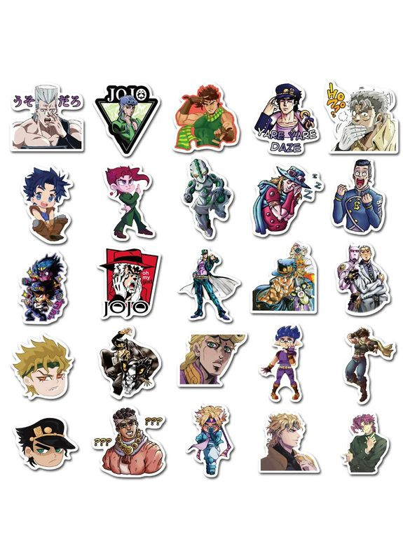 Наклейки вінілові на телефон, Неймовірні пригоди ДжоДжо (JoJo), Аніме стікери для ноутбука Набір 10шт No Brand (323141468)
