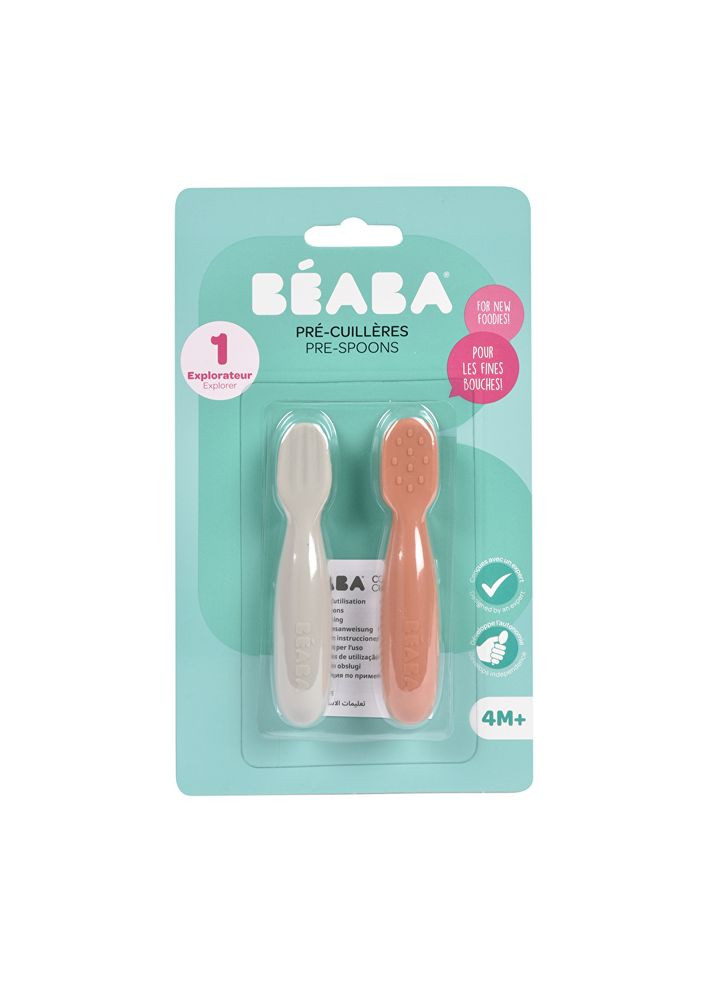 Набір ложок силіконових BLW 2 шт. 4+ червоний/сірий, арт. 913579 Beaba (369669041)