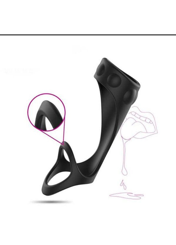 Силіконова насадка на член із додатковою стимуляцією, насадка на пеніс для продовження ерекції Чорна No Brand (314874588)