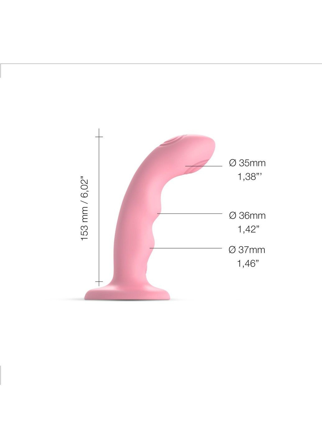 Насадка для страпона з подвійною точковою пульсацією TAPPING DILDO WAVE – CORAL PINK, М Strap-On-Me (302297895)