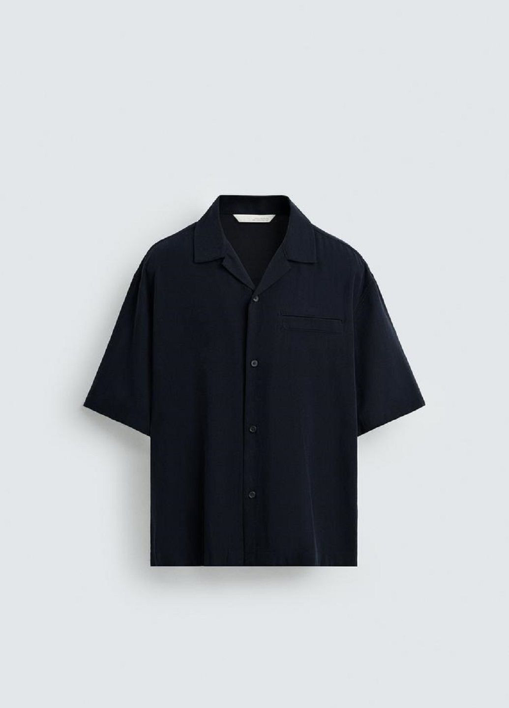 Темно-синяя рубашка однотонная Zara