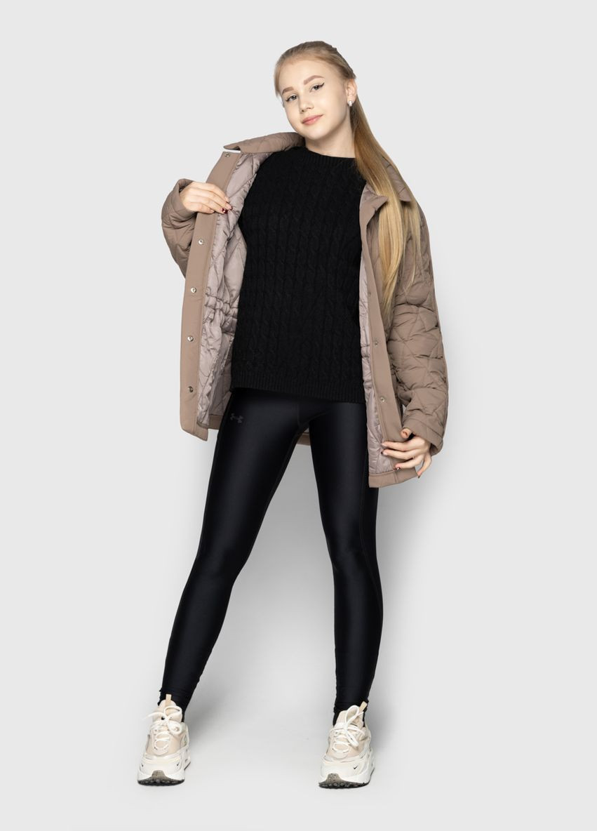 Комбинированная демисезонная куртка капучиновый Cvetkov Бренда