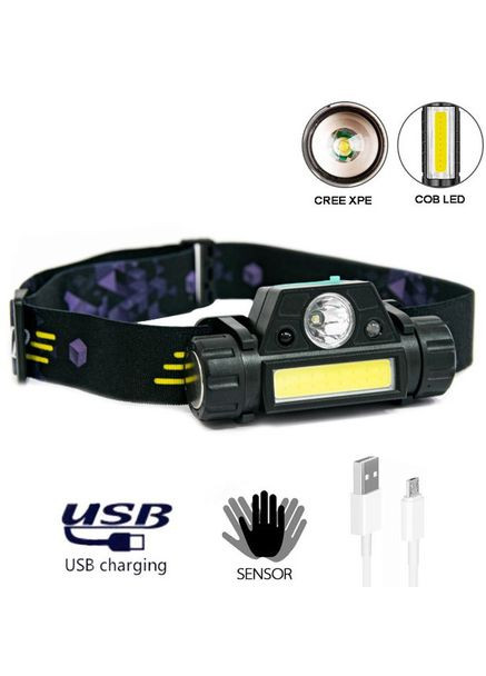 Налобный LED фонарь BL-1898 Sensor 7476 яркий мощный аккумуляторный фонарик с датчиком движения и магнитом Bailong (297331976)