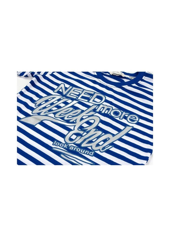 Комбинированная демисезонная футболка детская в полоску (7380-128b-blue) Breeze