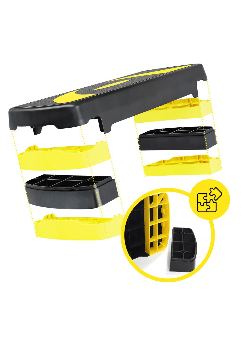 Степ-платформа 3-ступенчатая 78 х 29 х 10-20 см Black/Yellow Cornix XR-0187 (342758512)