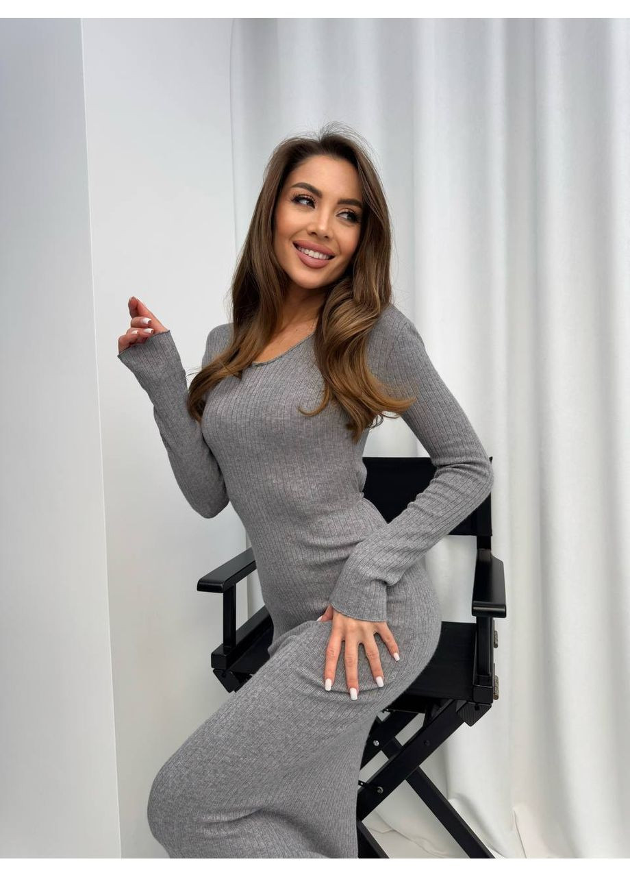 Графитовое кэжуал платье N.Family однотонное