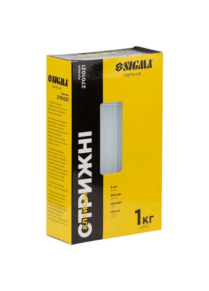 Клеевые стержни Ø8×200мм 1кг (прозрачные) (2701021) Sigma (395985173)