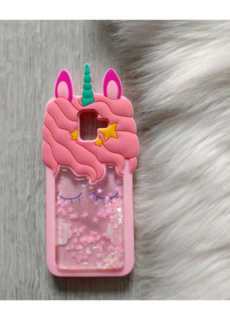 Чохол на Galaxy А6 2018 A600 Єдиноріг рожевий з блискітками силіконовий 3d Samsung (360896822)