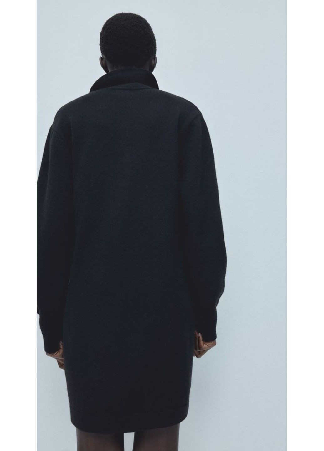 Черное повседневный женское платье с воротником тонкой вязки н&м (57641) xs черное H&M