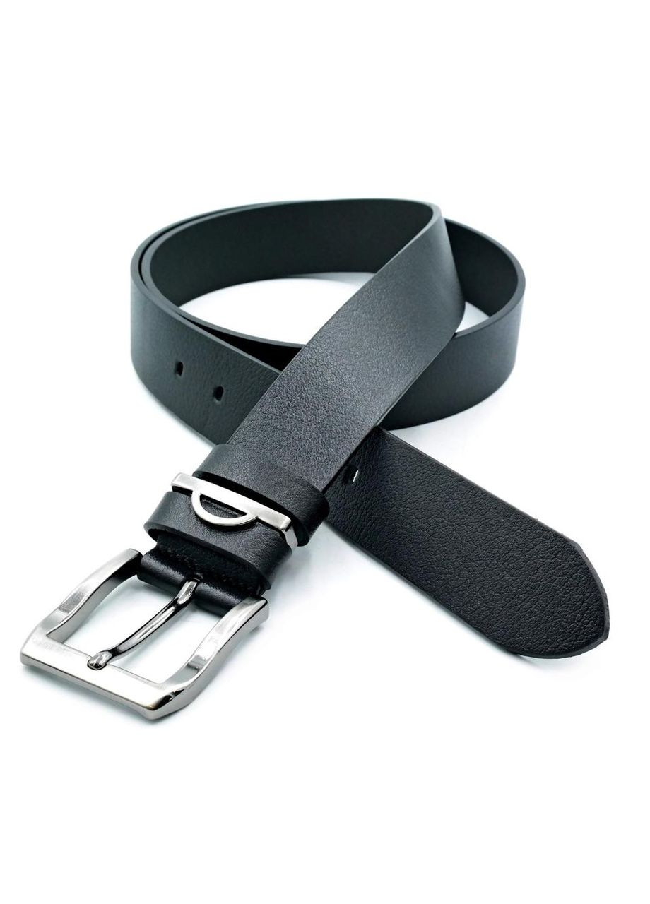 Шкіряний чоловічий ремінь 3,8 х 105-125 см Чорний Weatro (322594570)