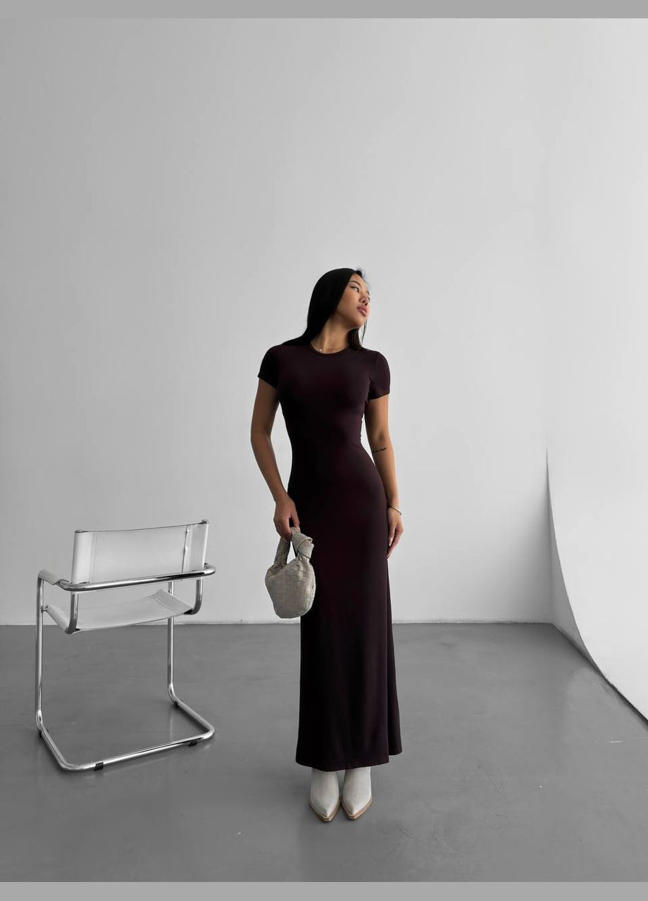 Коричневое повседневный, вечернее платье Україна однотонное