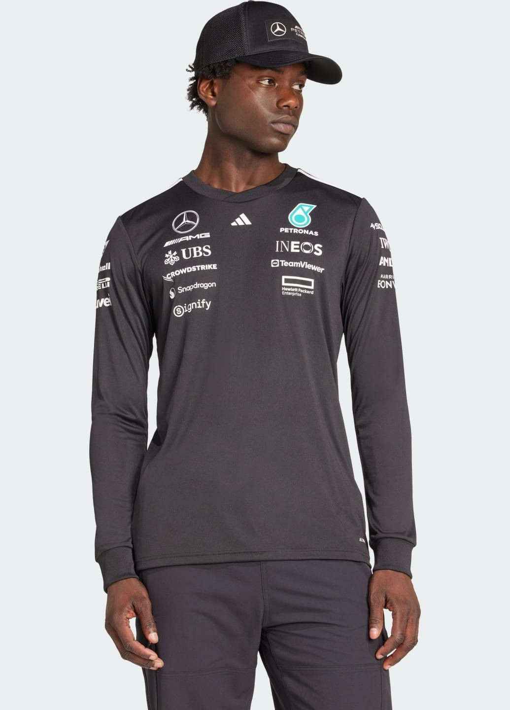 Джерсі Mercedes - AMG Petronas Formula One Team Driver adidas логотип чорний спортивні