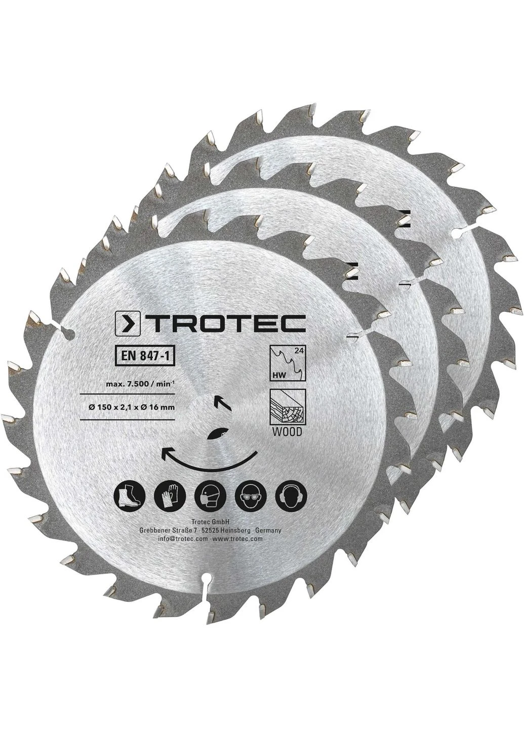 Пильный диск 150х16х2,1 HW24 Wood (3 шт) (6215001320) Trotec (392410221)