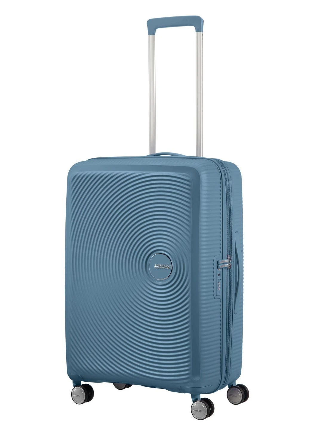 Чемодан, Soundbox, полипропилен, средний, 67см, 71.5/81л, TSA, 4 колеса, EXP, серо-синий American Tourister (378290374)
