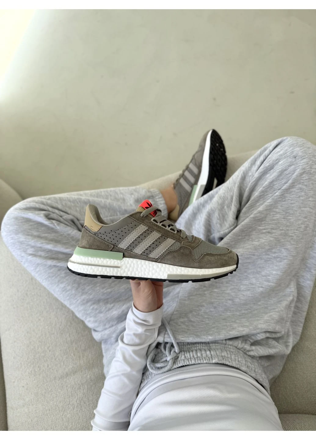 Бежевые демисезонные кроссовки мужские adidas zx 500 brown beige адидас зх 500 бежевые No Brand