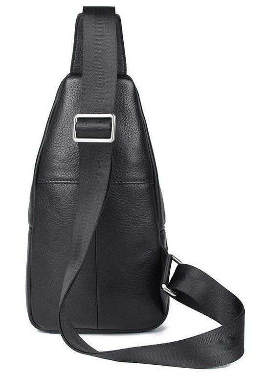 Сумка слінг чоловіча шкіряна через плече чорна розмір 17х30,5х5,5 см 14973 Vintage (362418137)