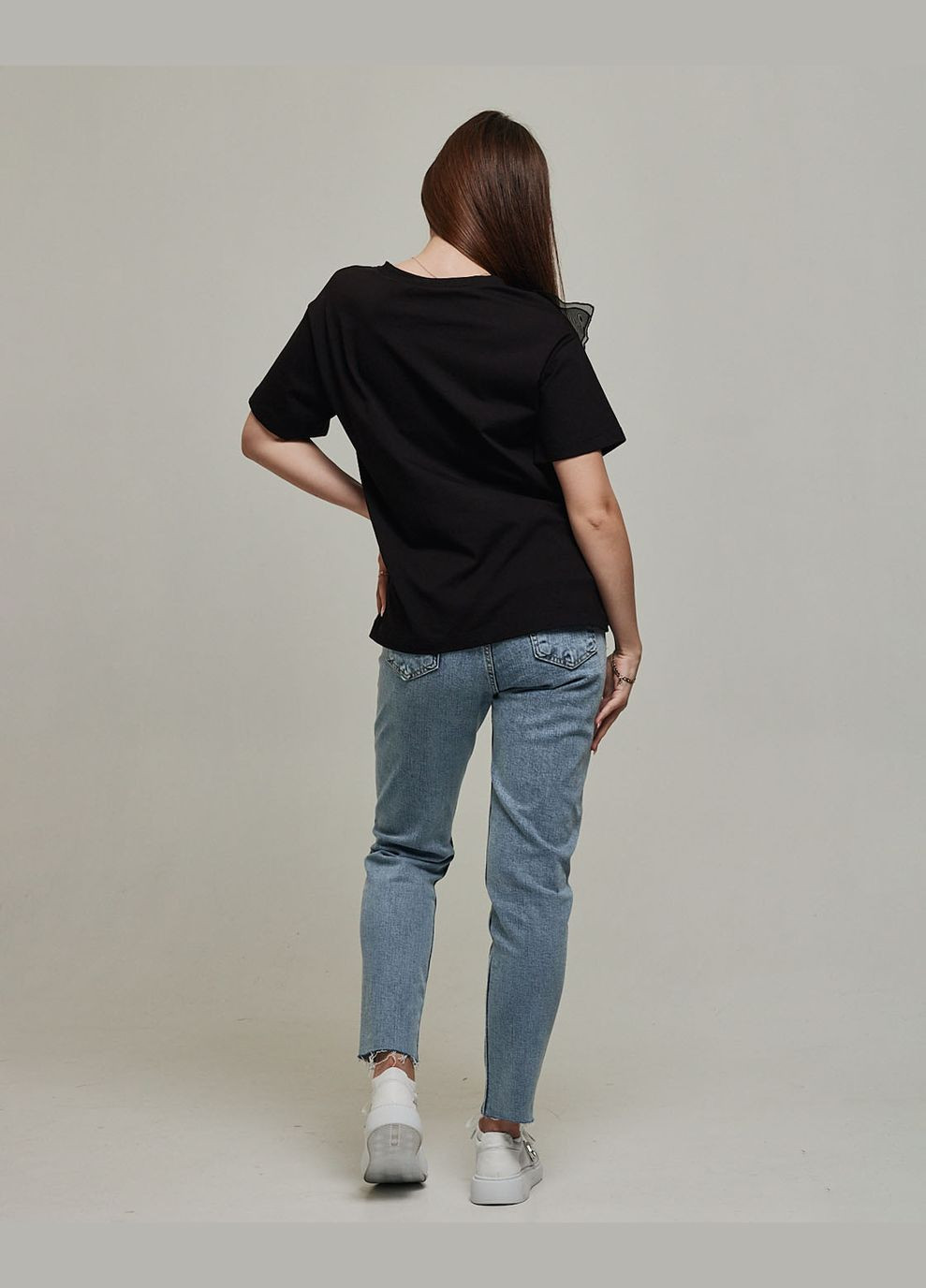 Чёрная блуза з шифоном Mira mia