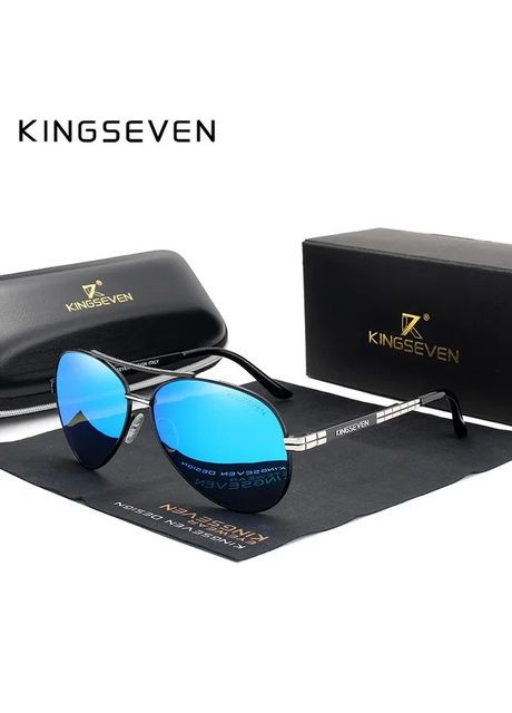 Мужские поляризационные солнцезащитные очки NK7840 Black Blue KINGSEVEN (303110894)