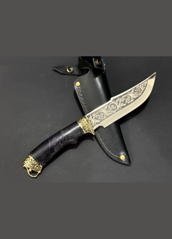 Нож охотничий подарочный 22k66 в кожаном чехле NB Art (346533182)