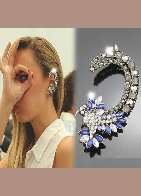 Ошатна каффа в стразах на ліве вушко Птах Fashion Jewelry (336949483)