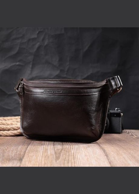 Сумка мужская на пояс через плечо из натуральной кожи маленькая Коричневый 35273 Grande Pelle (333594230)