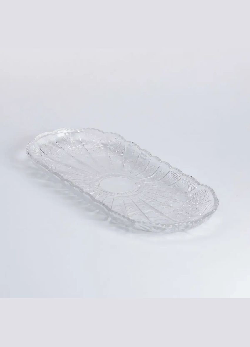 Сервірувальне блюдо для подачі закусок 33.5х15х2 см скляне овальне HP-YH-25 Yiwu (322654086)