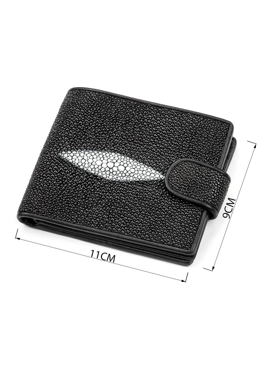 Портмоне чоловіче STINGRAY LEATHER з натуральної шкіри морського ската Чорне Верховинка 18070 (398258431)