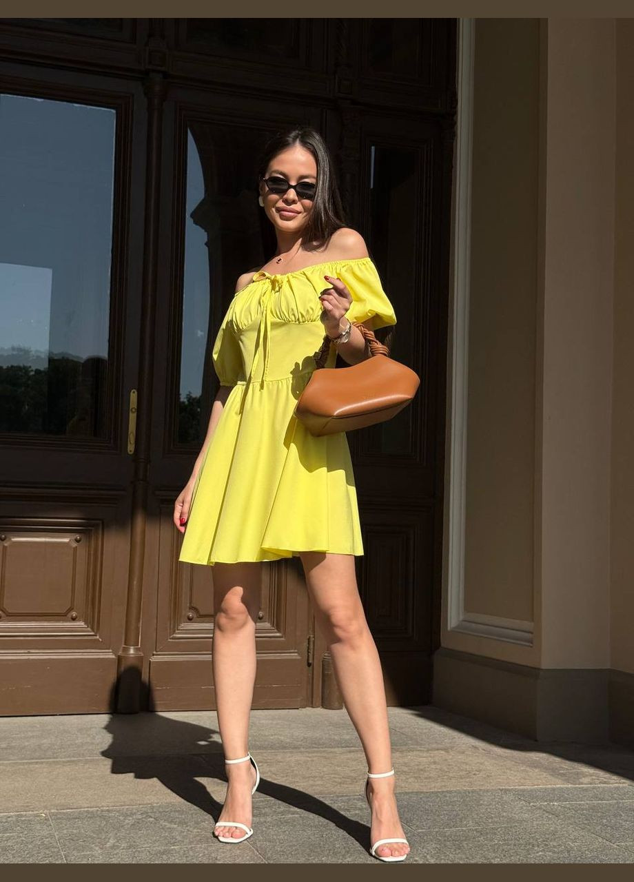 Желтое повседневный, кэжуал женское желтое платье No Brand однотонное