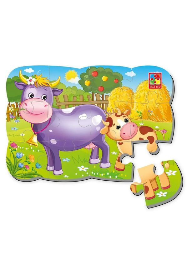 Пазлы на магните Мои первые игры Корова и теленок, 12 элементов () Vladi toys VT3205-74 (328398640)