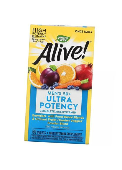Мультивитамины для мужчин 50+, Alive! Once Daily Men's 50+ Ultra Potency, 60таб (36344009) Nature's Way (293254220)